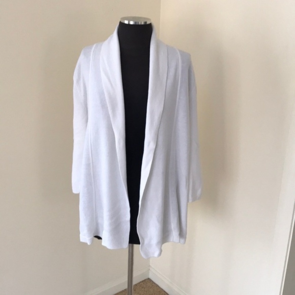 TALBOTS Size M white open long cardigan